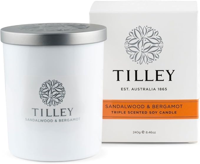 Tilley Scented Soy Candle Sandalwood & Bergamot 240g