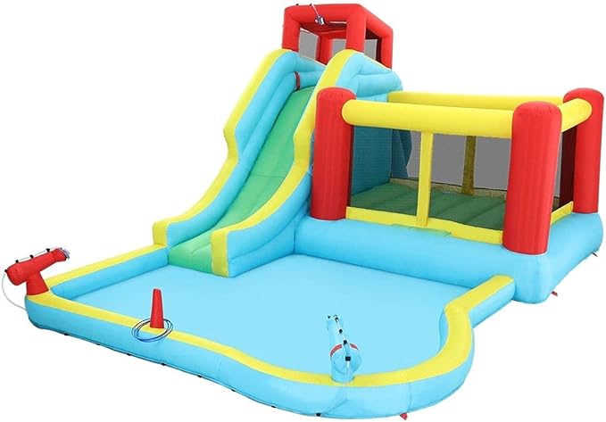 All in 1 Inflatable Water Park Water Slide Cannon Climbing Bouncer Castle