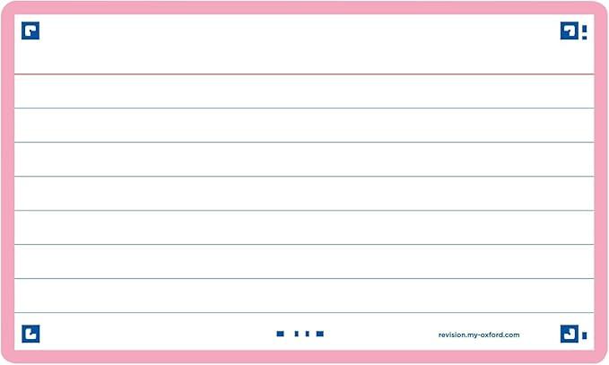 Oxford Flash 2.0 Index Cards Ruled 75 x 125mm Pink 80 Pack
