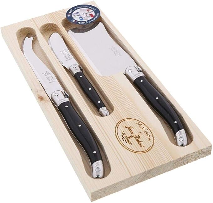 Laguiole by Jean Dubost Raffine Cheese Set With Cleaver 3-Piece Black