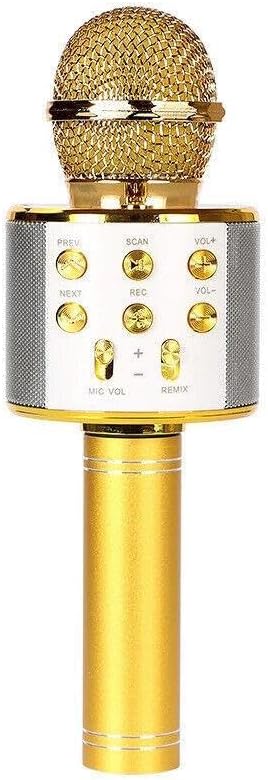Karaoke Microphone Speaker Wireless Bluetooth Handheld Mic USB Player KTV WS858 - Gold