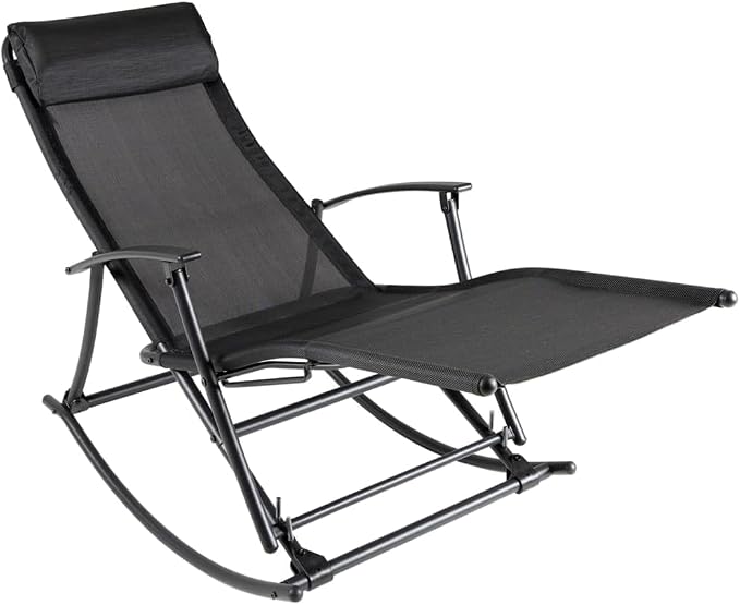 vidaXL Garden Rocking Chair Steel and Textilene Black