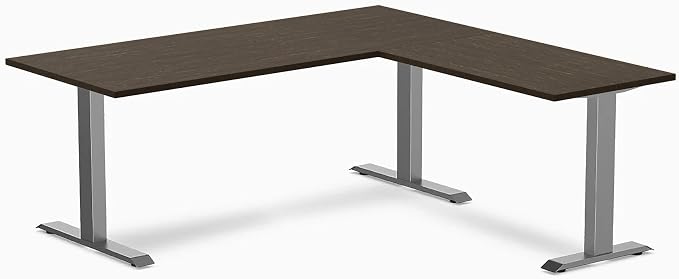 Desky Zero Bamboo L-Shape Office Desk Dark Bamboo / 1500x750x1550x500mm / Space Grey