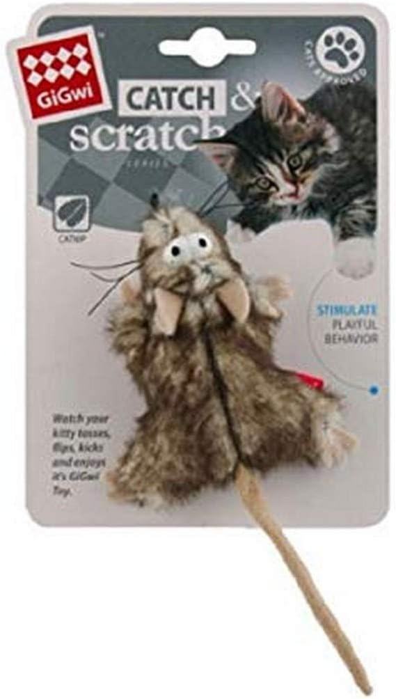 Gigwi Catch & Scratch Mouse with Catnip Cat Toy
