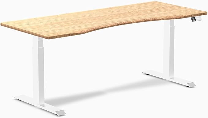 Desky Dual Ergo Edge Sit Stand Desk Bamboo / 1200x750mm / White