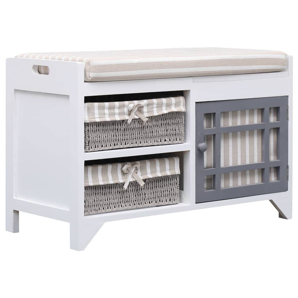 vidaXL Hall Bench White 70×33.5×45 cm Paulownia Wood