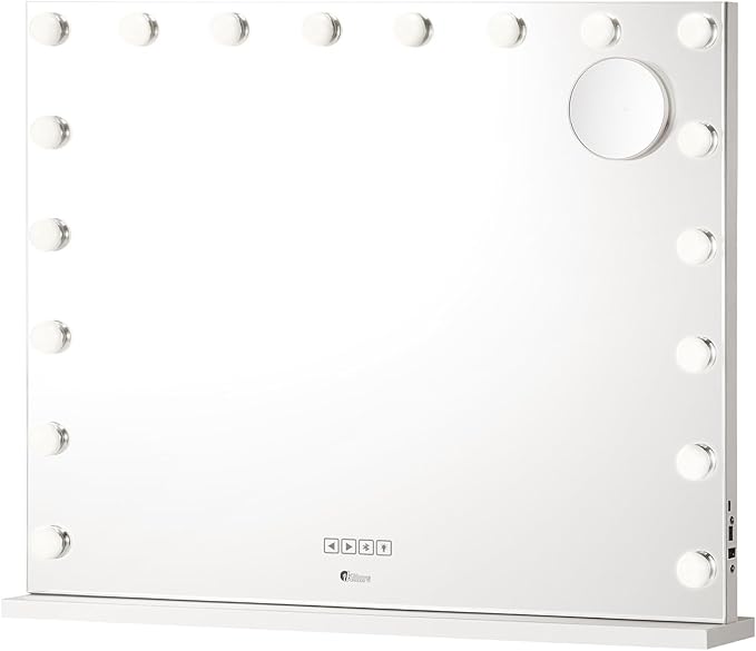 Oikiture Bluetooth Hollywood Makeup Mirrors with Led Light 80x58cm Vanity Mirror