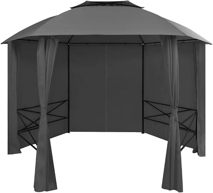Garden Marquee Pavilion Tent With Curtains Hexagonal 360x265 cm