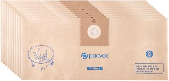 Pacvac Vacuum Bag For Glide 300 - Disposable Paper Sealed Dust Bag 15L (10pk)