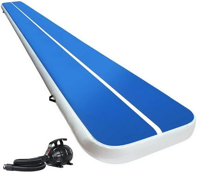 Everfit 6X1M Inflatable Air Track Mat 20cm Thick with Pump Tumbling Gymnastics Blue