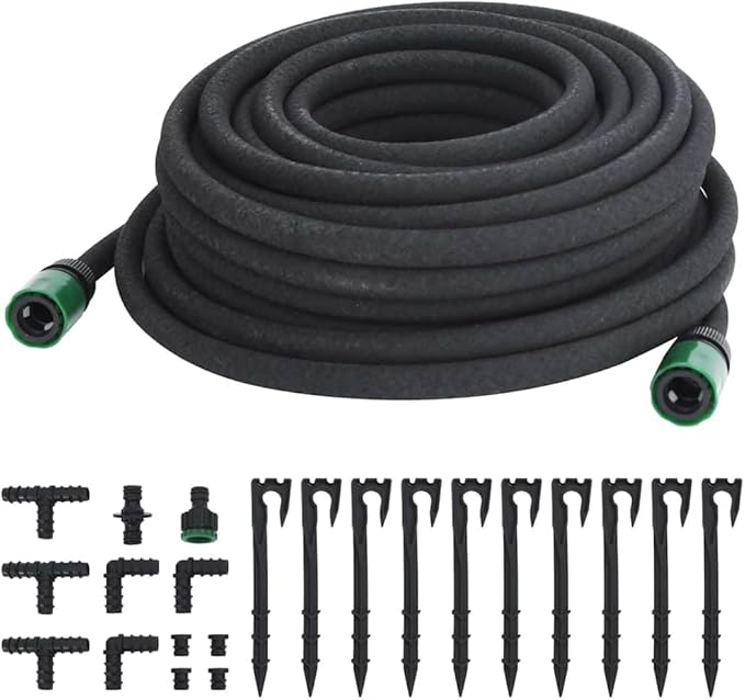 Garden Soaker Hose Black 0.6" 50 M Rubber vidaXL