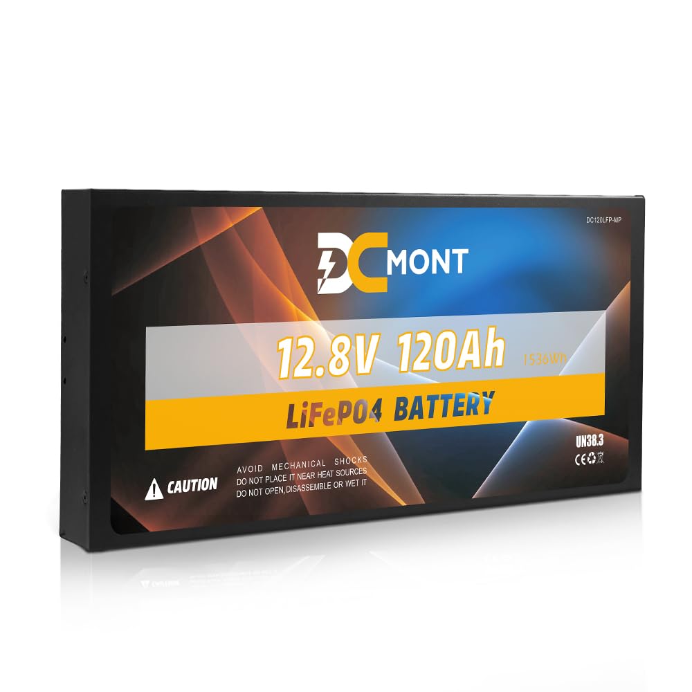 DC Mont 12V 120Ah Slimline Lithium Battery Lifepo4 Phosphate Deep Cycle Charger
