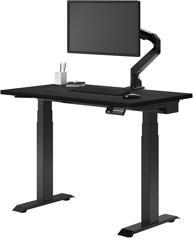 Desky Dual Mini Sit Stand Desk - Prime Oak / 800 x 500 / Matte Black (Pre-Order Late July)