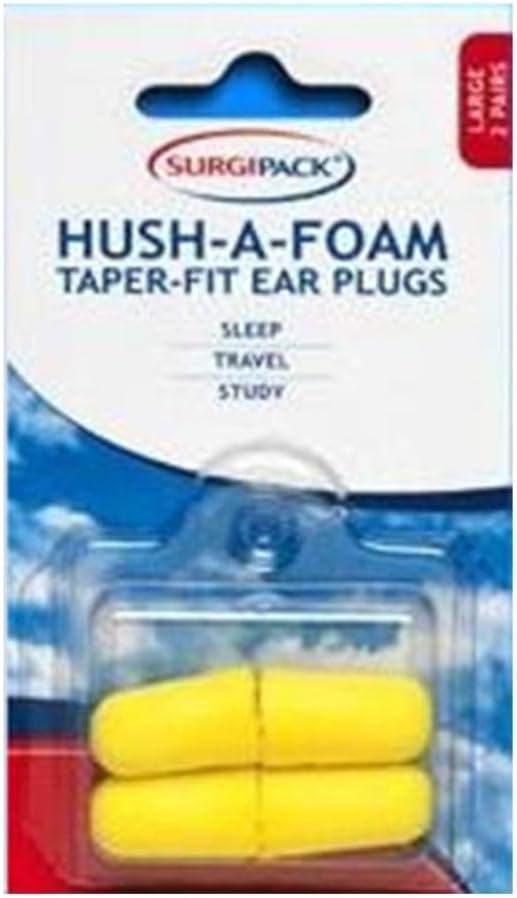 SurgiPack Hush-A-Foam Taper-Fit Ear Plugs 2 Pairs - Large