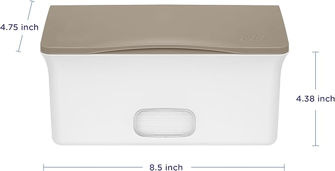 Ubbi Baby Wipes Dispenser with Weighted Plate and Secure Seal, Nursery and Baby Registry Essential to Keep Wipes Fresh, Taupe