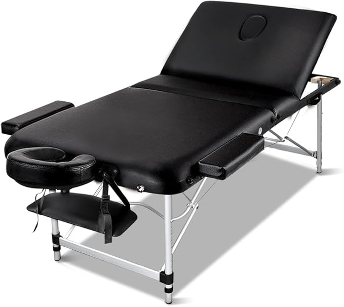 Zenses 3 Fold Portable Aluminium Massage Table - Black