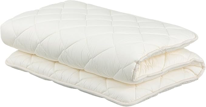 Fuli Japanese Futon Mattress, 100% Cotton, Foldable & Portable Floor Lounger Bed, Roll Up Sleeping Pad, Shikibuton, Made in Japan (White, Twin)