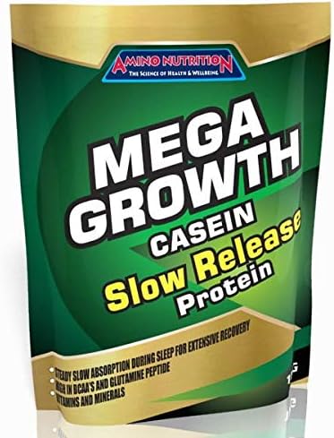Amino Nutrition Mega Growth Casein Slow Release Protein Powder, Banana, 1kg