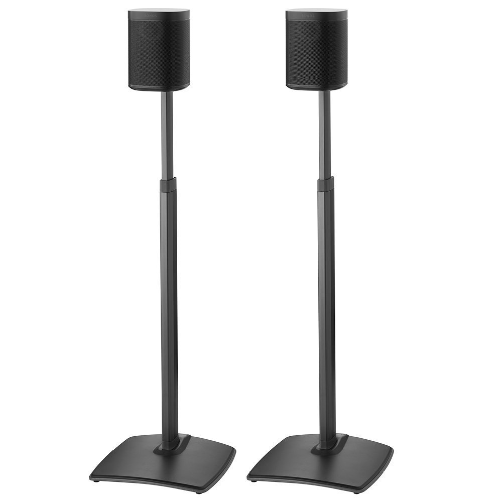 Sanus WSSA2-B2 Height Adjustable Wireless Speaker Stand in Pair For Sonos One Play: 1 and Play: 3 - Black