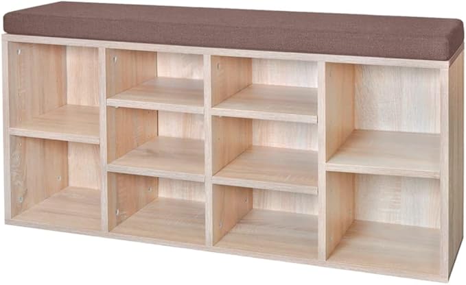 Shoe Storage Bench 10 Compartments - White