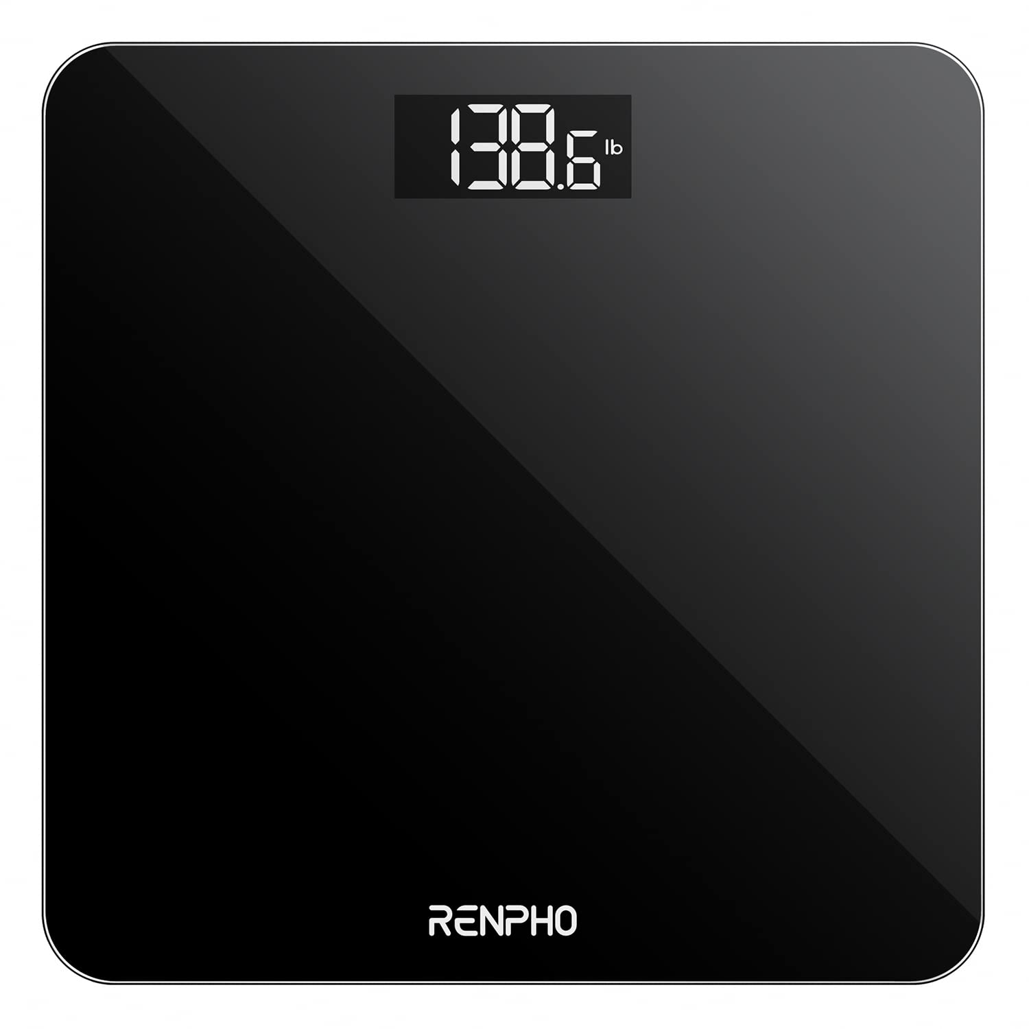 RENPHO Digital Bathroom Scale, Highly Accurate Body Weight Scale with Lighted LED Display, Round Corner Design, 400 lb, Black