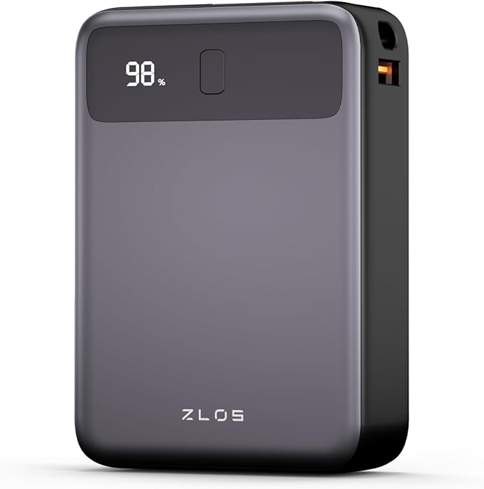 ZLOS Power Bank 20000mAh 35W with Built-in Lightning and USB-C Cables