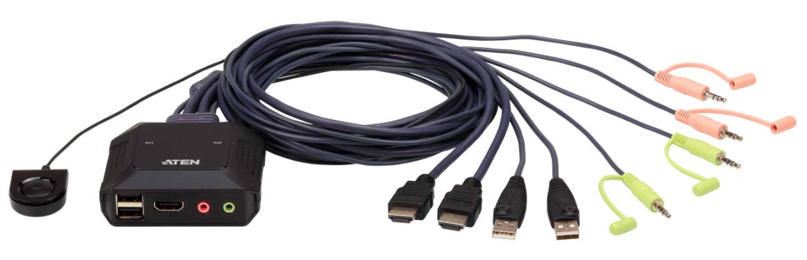 Aten 2 Port USB 4K @60Hz HDMI Cable KVM Switch With Remote Port Selector