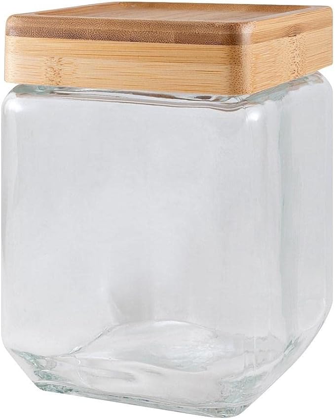 Scullery Bamboo & Glass Square Canister 1.2L