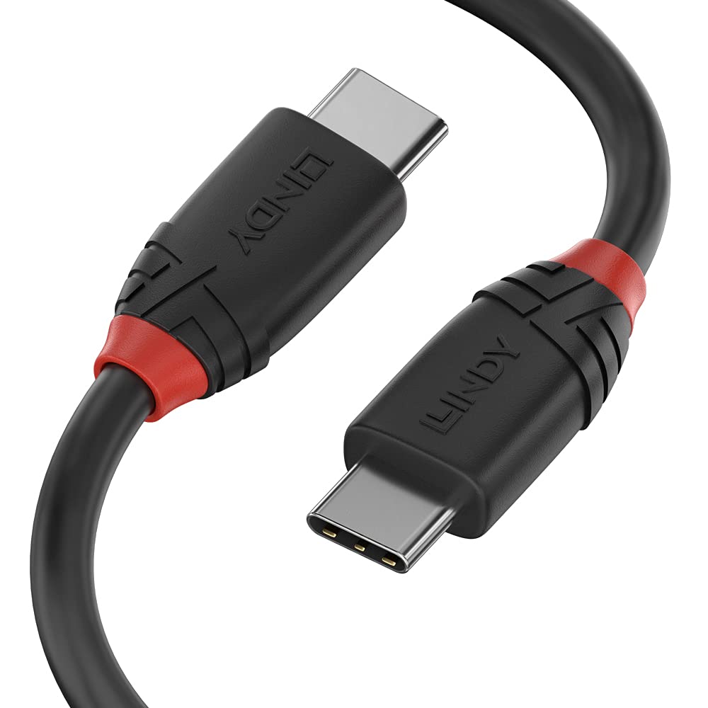 Lindy 1m USB 3.1 Type C Cable 3A, Black Line