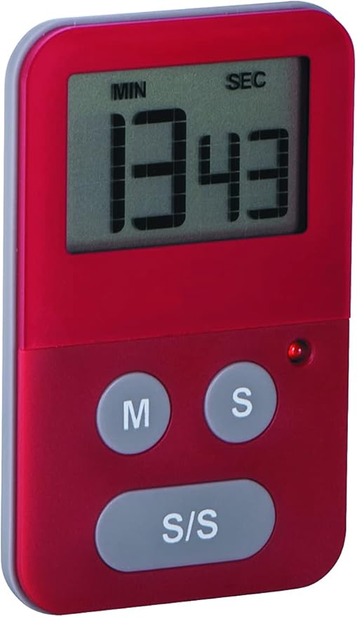 Avanti Digital Kitchen Timer With Light Red
