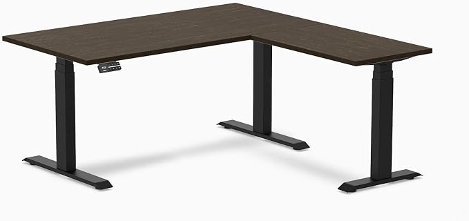 Desky Bamboo L-Shape Sit Stand Desk Dark Bamboo / 1800x750x1750x600mm