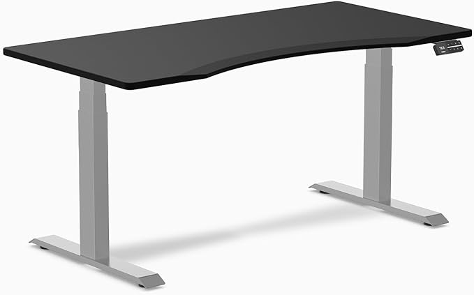 Desky Dual Ergo Edge Sit Stand Desk - Black / Grey - 1200x750mm - AfterPay & zipPay Available