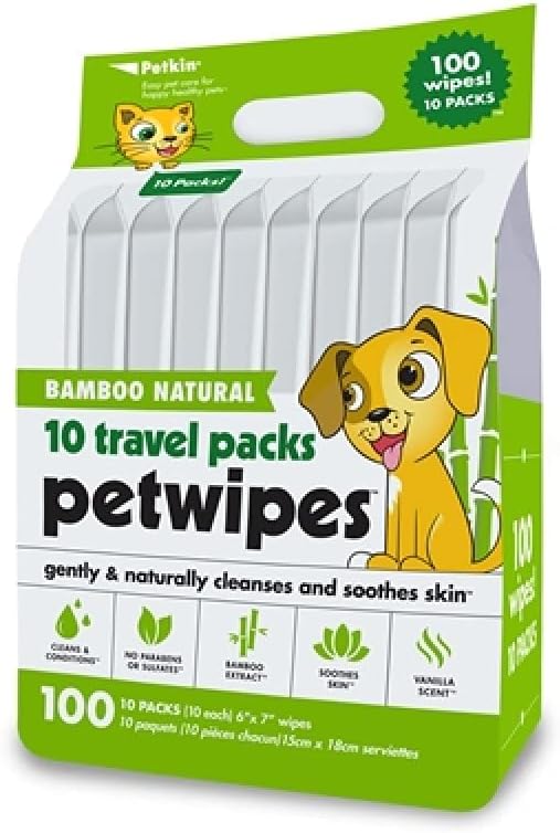Petkin Pet Wipes Travel Pack Bamboo 100pk