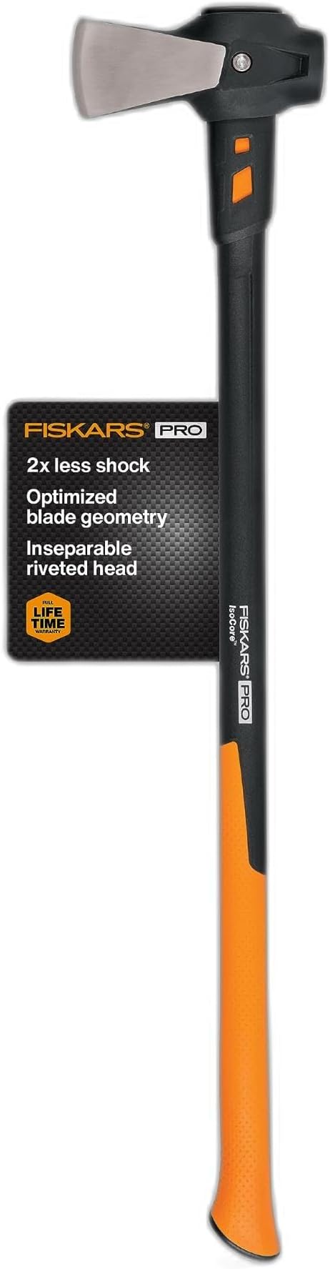 Fiskars Pro iSoCore Splitting Maul and Stainless Steel Axe, with Shock Reduction, 6 lb, 36 in