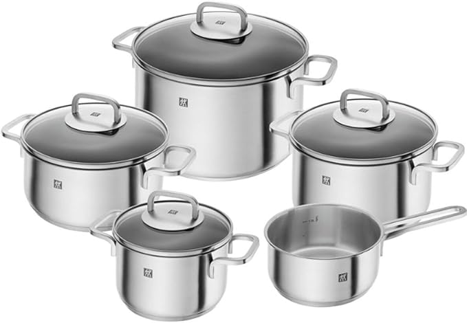 Zwilling Cube Pot Set Matte 5 Pieces - Cookware Sets Glass Stainless Steel - 1006245