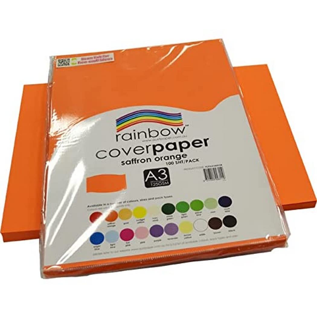 Rainbow Cover Paper 125gsm A3 Saffron Orange Pack 100