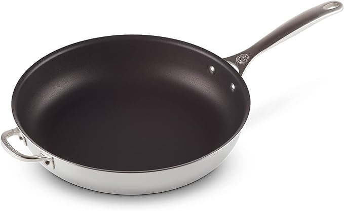 Le Creuset Signature Stainless Steel Non-stick Deep Frying Pan 32cm with Helper Handle