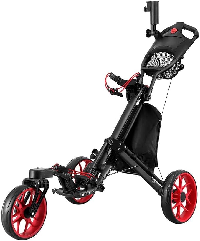 Everfit Golf Buggy Foldable Trolley Golf Cart Swivel Wheel Umbrella Bottle Stand
