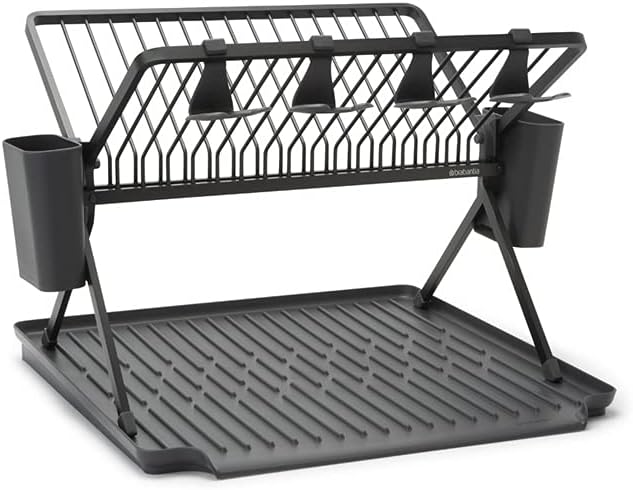 Brabantia Foldable Dish Drying Rack Large Dark Grey