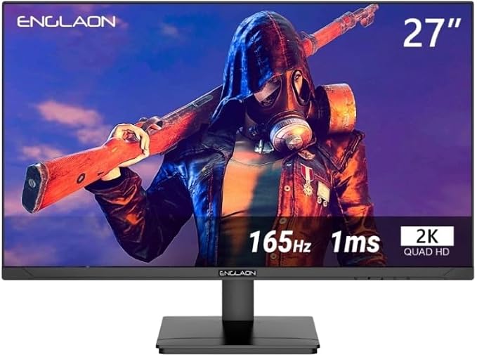 ENGLAON 27' QHD 165Hz 1ms Frameless AMD FreeSync Height Adjustable Gaming Monitor with RGB Light