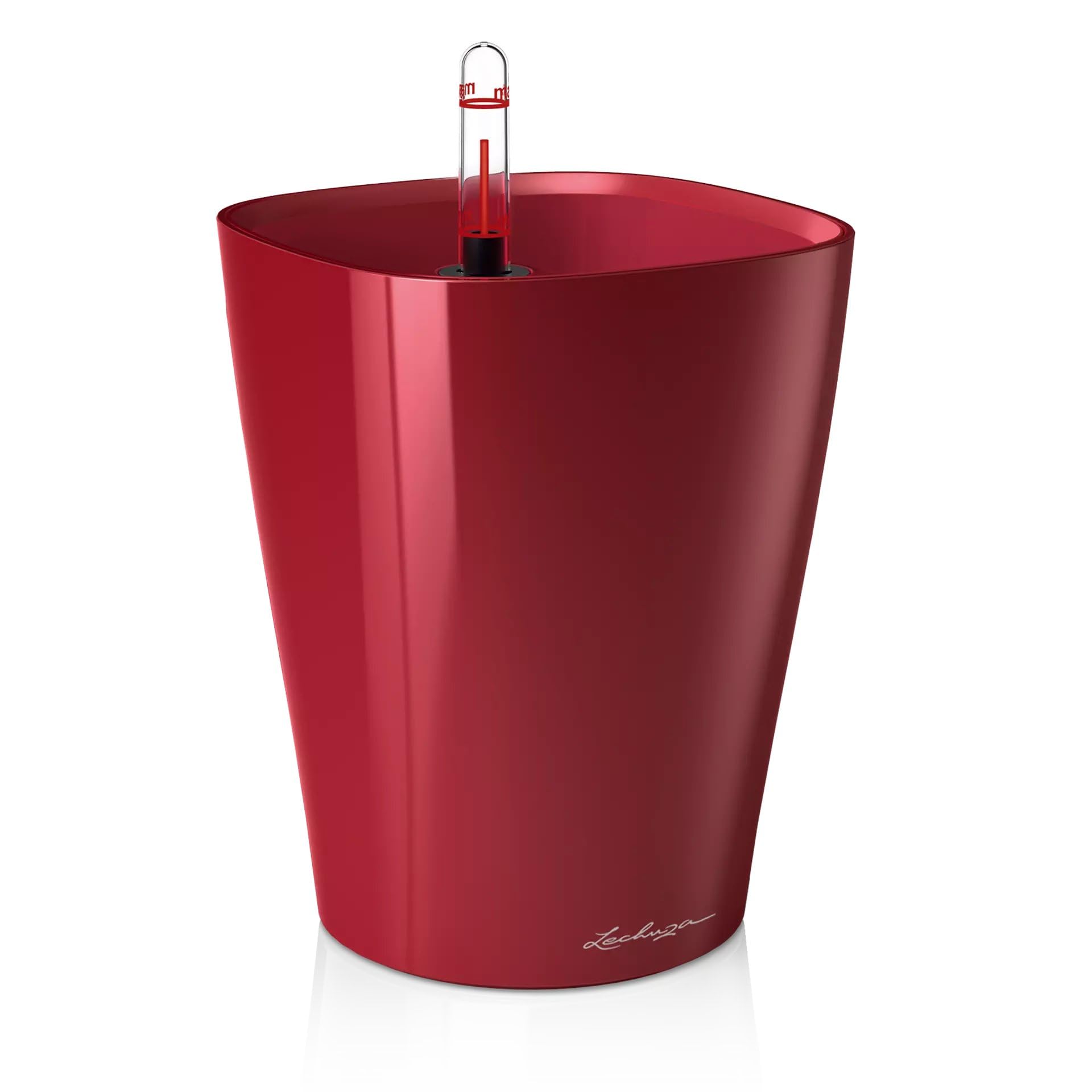 Lechuza DELTINI Self Watering Pot, High Gloss Scarlet Red
