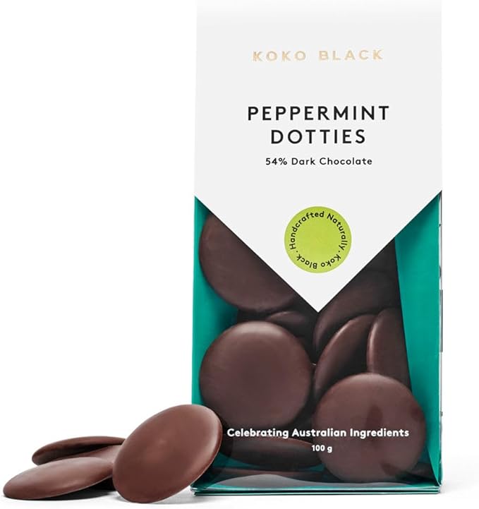 Koko Black Peppermint Dotties 100g | Dark Chocolate