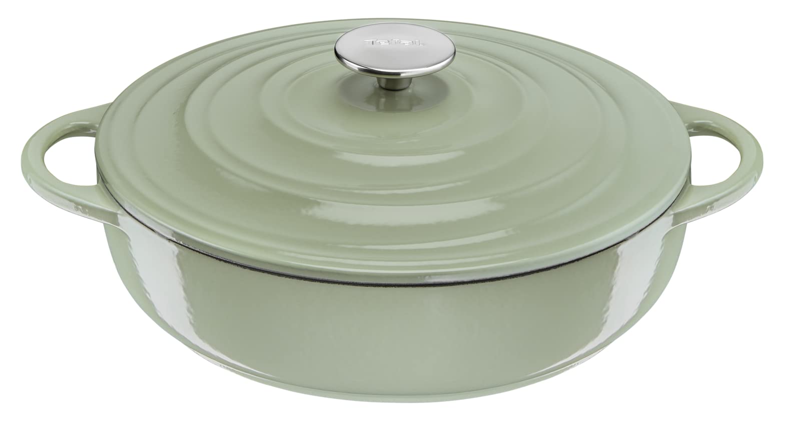Tefal Lov Cast Iron Green Lichen Shallowpot w/Lid 28cm/3.8L