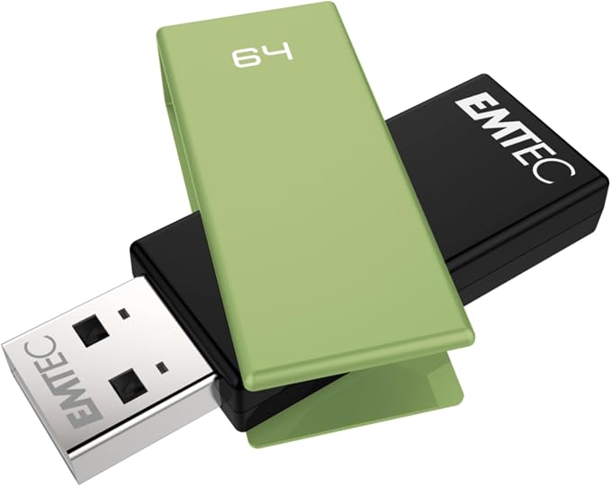 Emtec C350 Brick 2.0 USB Flash Drive 64 GB USB Type-A Connector Black,Green