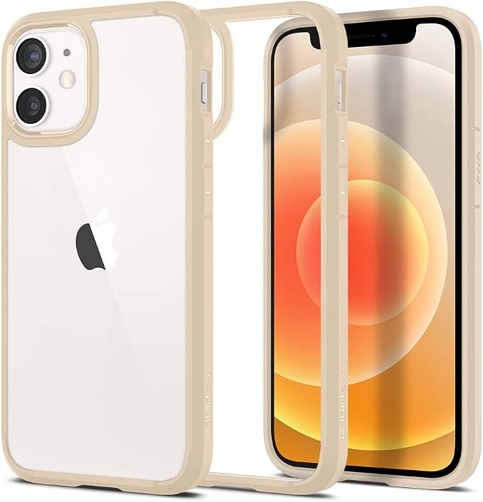 iPhone 12 Mini (5.4-inch) 2020 Case, Genuine SPIGEN Ultra Hybrid Air Cushion Bumper Hard Cover For Apple - Sand Beige