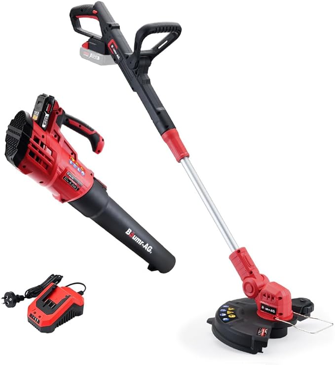 Baumr-AG 20V Cordless Line Trimmer Electric Whipper Snipper & Leaf Blower Combo Kit Battery Charger