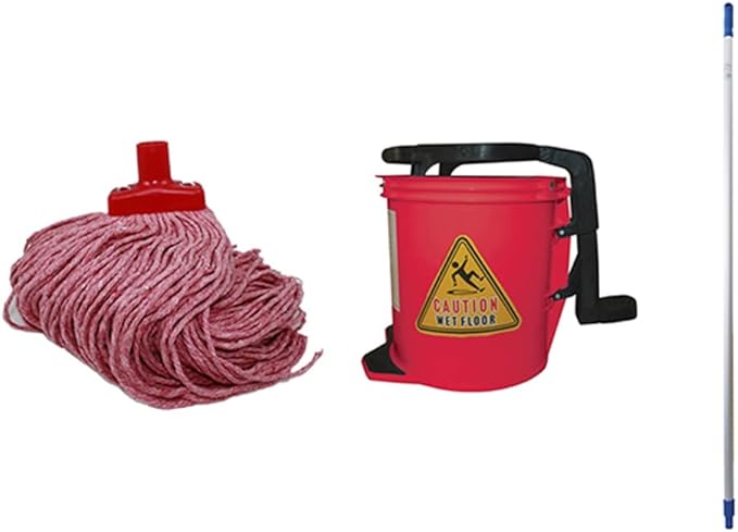 Livingstone Mop with Bucket Kit (Mop + Handle + Bucket) Red, Each