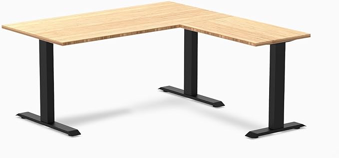 Desky Zero Bamboo L-Shape Office Desk Dark Bamboo / 1800x750x1750x600mm / Matte Black
