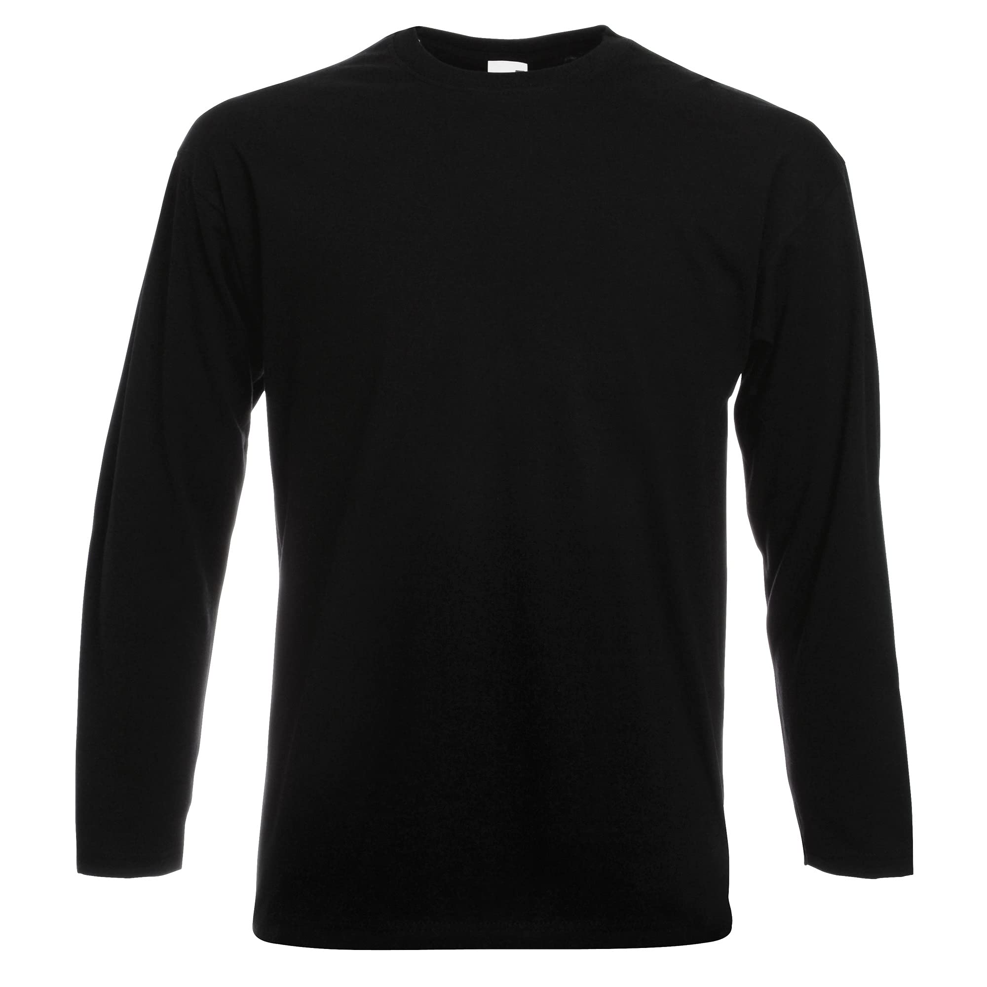 Fruit of The Loom Mens Valueweight Crew Neck Long Sleeve T-Shirt Black 4XL