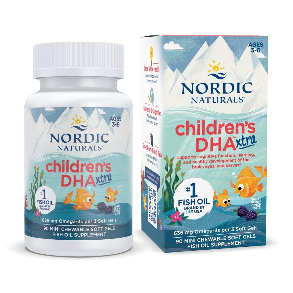 Nordic Naturals Children's DHA XTRA Berry Punch 636 MG 90 Mini Soft Gels